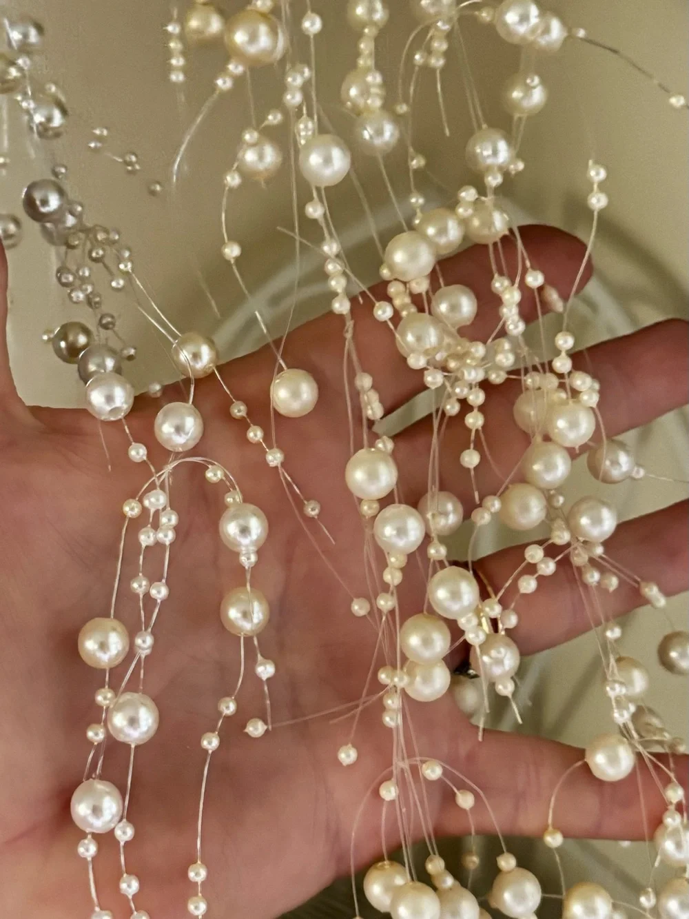 Bundle; Elegant Pearl Bead Garland String - White